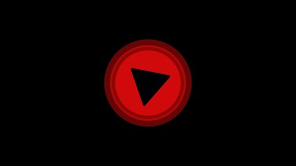 Red play button. Trendy animation. Alpha channel. Radio Web's play button illustration.