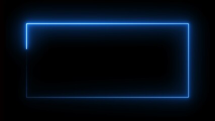 Square rectangle picture frame glowing neon ani animationmation on black background. seamless loop - vertical. Bright neon effect rectangle frame Loop background.	