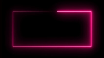 Square rectangle picture frame glowing neon ani animationmation on black background. seamless loop - vertical. Bright neon effect rectangle frame Loop background.	