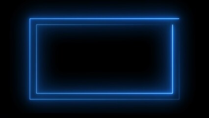 Square rectangle picture frame glowing neon ani animationmation on black background. seamless loop - vertical. Bright neon effect rectangle frame Loop background.	