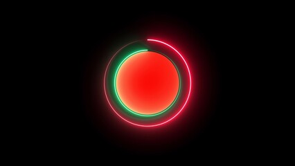 Neon circle frame Technology. Abstract seamless loop neon circle. Blue neon circles hi-tech motion background seamless loop. repetitive motion iiiustration. isolated on black.