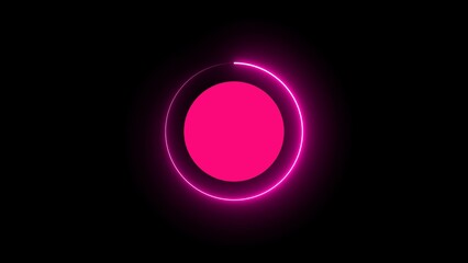 Neon circle frame Technology. Abstract seamless loop neon circle. Blue neon circles hi-tech motion background seamless loop. repetitive motion iiiustration. isolated on black.