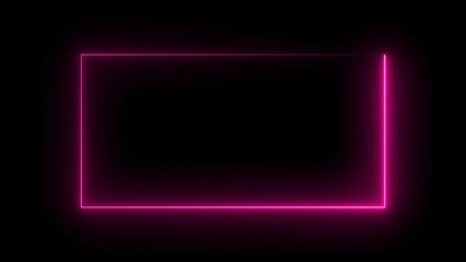 Square rectangle picture frame glowing neon ani animationmation on black background. seamless loop - vertical. Bright neon effect rectangle frame Loop background.	