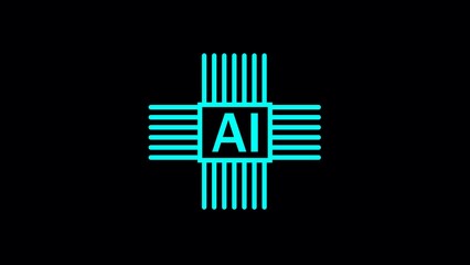Motion graphic of Blue digital AI logo with futuristic technology . Chat with AI or artificial intelligence technology.
