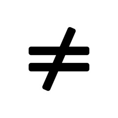 Not equal sign icon on white background.