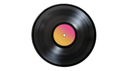 Obraz premium A vintage vinyl record with a colorful label on a transparent background