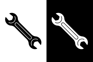 Simple Spanner Icon – High-Quality Black and White Silhouette Vector.
