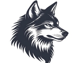 Fototapeta premium Majestic wolf head profile in monochrome.