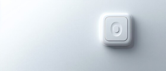Fototapeta premium White square button with rounded edges, inset circle, on clean surface