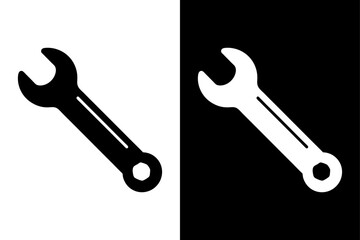 Black and White Spanner Silhouette Perfect for Repair & Tool Designs.