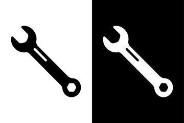 Black and White Spanner Silhouette Perfect for Repair & Tool Designs.