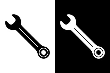 Black and White Spanner Silhouette Perfect for Repair & Tool Designs.