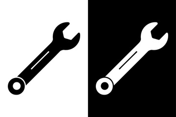 Black and White Spanner Silhouette Perfect for Repair & Tool Designs.