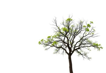 Obraz premium Single, majestic tree, stark white backdrop, branches reaching skyward, image, summer