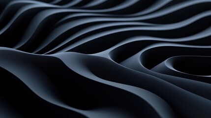 Obraz premium Flowing black waves abstract art digital imagery studio environment top-down view textured concept