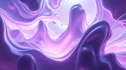 Abstract Purple Liquid Flow Background with Shiny Surface and Light Effect