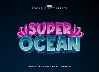 modern blue purple kids super ocean game logo playful text effect