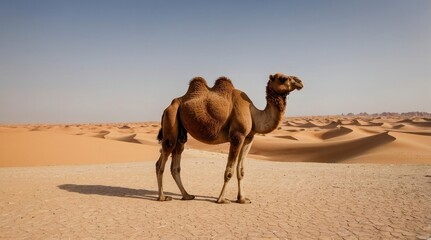 Desert Camel Silhouette Stunning Sand Dune Landscape