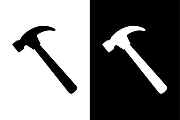 Black and White Hammer Icon Minimalist Silhouette Vector for Hardware & Engineering.