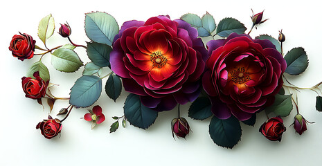 3D design of vintage cards with roses and flowers, elegant floral composition with intricate details and classic aesthetics