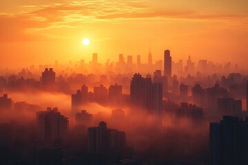 A beautiful cityscape at sunset, perfect for urban lifestyle promotions, travel magazines, or events showcasing city living and summer activities.