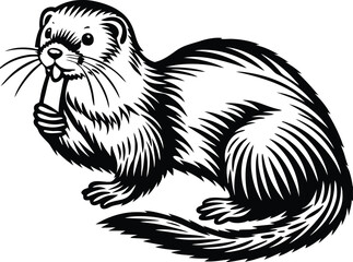 Fototapeta premium A Vector Silhouette Image Of A-eating Plain Ferret (36).eps