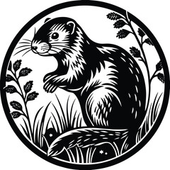 A Vector Silhouette Image Of A-eating Plain Ferret (38).eps