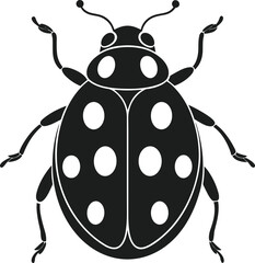 Ladybug Silhouette - Elegant Black Vector Insect Illustration for Spring Designs