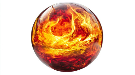 Fiery orb abstract burning sphere red yellow flames art hot fire heat glow ball power light vivid