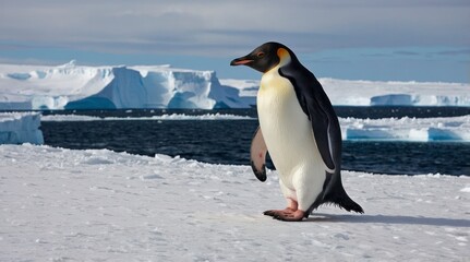 Obraz premium Majestic Emperor Penguin on Antarctic Ice