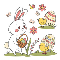 easter bunny with eggs