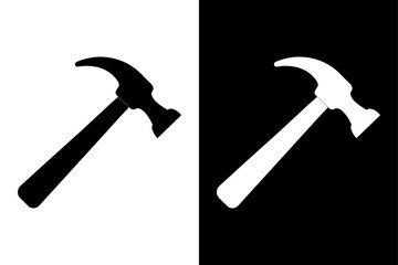 Simple Hammer Icon High-Quality Black and White Silhouette Vector