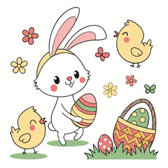 easter bunny with eggs