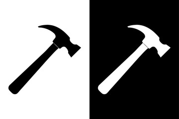 Simple Hammer Icon High-Quality Black and White Silhouette Vector