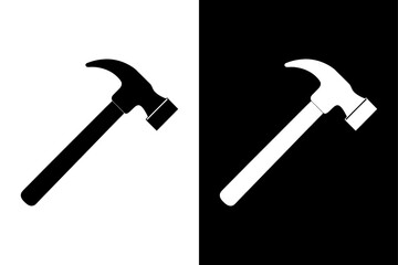 Hammer Silhouette Vector Icon Black and White Background.