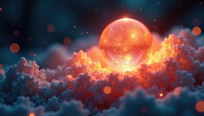 Softly glowing tendrils curl around a central glowing orb, softly glowing, ambient effect, dreamy scene