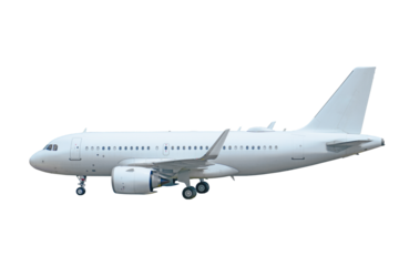 Commercial jet airplane isolated on white background with clipping path.