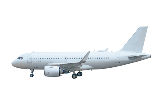 Commercial jet airplane isolated on white background with clipping path.
