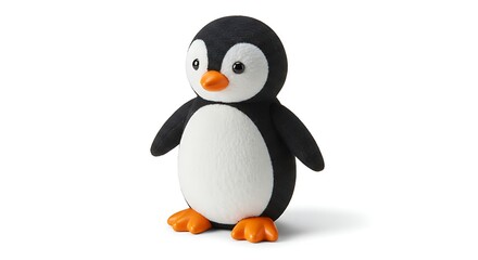 Obraz premium 愛らしいペンギンぬいぐるみ 柔らかな光で輝く白黒模様. AI Generated