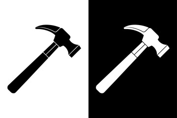 Hammer Silhouette Vector Icon Black and White Background.
