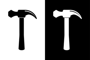 Hammer Silhouette Vector Icon Black and White Background.