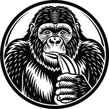 A vector silhouette image of a eating plain gorill (3).eps