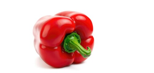 Vibrant red bell pepper, glossy skin, isolated, background, closeup