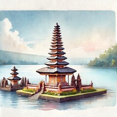 Obraz premium Illustration of bali ancient temple for day of silence. 
