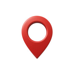 Red location pin map marker symbol for navigation and GPS isolated on transparent background