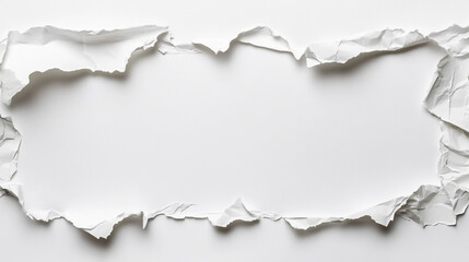 Obraz premium White torn paper frame background texture design element abstract art grey edge clean blank empty