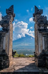 Bali Nyepi day design with ancient gate.