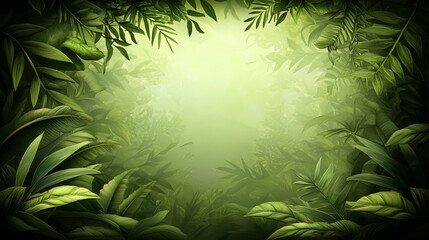 Lush Green Tropical Jungle with Misty Sunlight and Deep Shadows