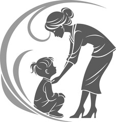 Fototapeta premium Elegant vector of a mother holding her child, symbolizing care, warmth, and protection.
