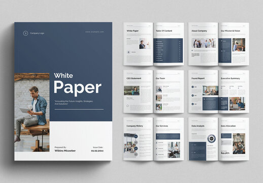 White Paper Brochure Template Design Layout